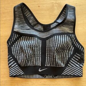 Nike Flyknit Black and Gray High-Impact Sports Bra